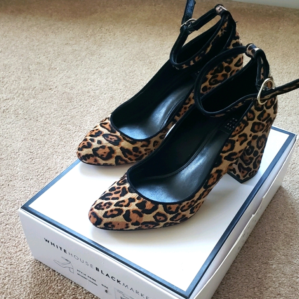 WHBM Bethenny chunk leopard heel Calf hair